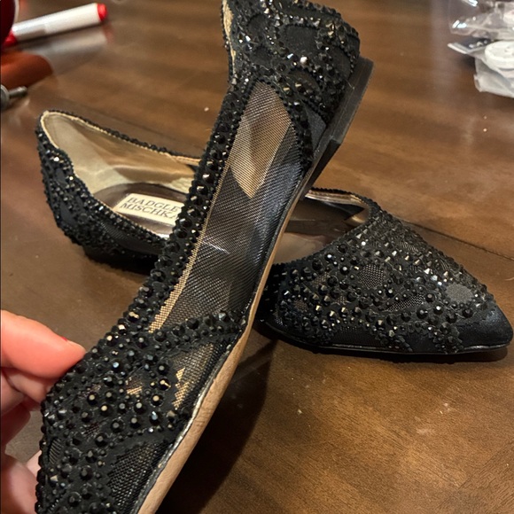 Badgley Mischka Black Beaded Flats - Picture 4 of 7